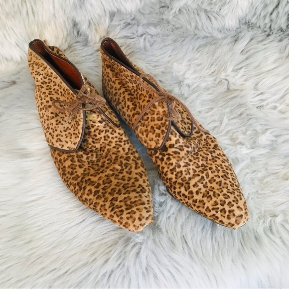 ALDO | Rare Vintage 80’s Faux Leopard Fur Leather Lace Up New Wave Shoes - Picture 2 of 15